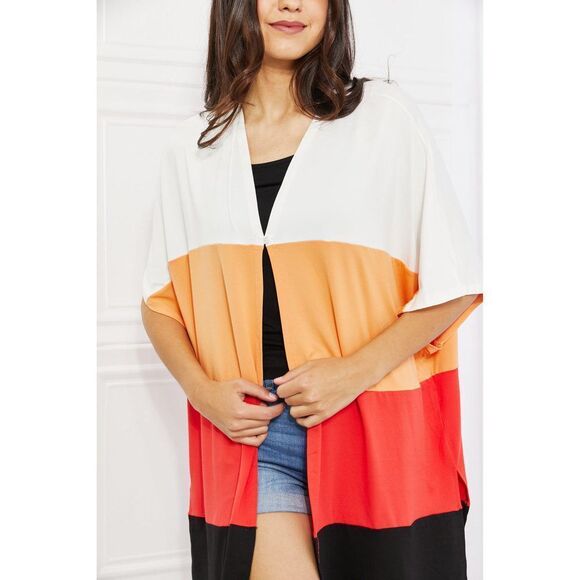 Culture Code Full Size Color Block Short Sleeve Cardigan - Picture 4 of 9